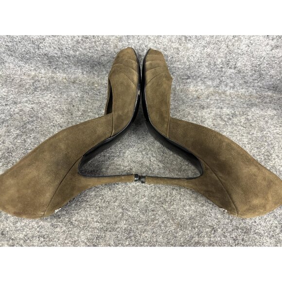 Gucci Shoes Womens Size 7 Brown Suede Peep Toe Stiletto Pumps Made in Italy - Picture 7 of 8
